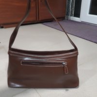 Елегантна кожена кафява чанта с 1 къса дръжка, снимка 3 - Чанти - 31411845