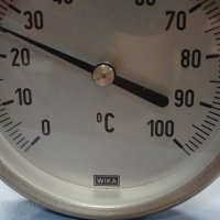 биметален термометър Wika thermometer ф100mm, 0/+100°C, L-400mm, снимка 3 - Резервни части за машини - 37104283
