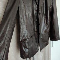 Тъмнокафяво кожено яке, сако, имитира змийска кожа, пролет/есен L / 42, снимка 2 - Якета - 28598419