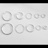 Сребърни обеци халки с диаметър 13мм, снимка 2 - Обеци - 40355247