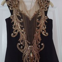 Дизайнерска Официална рокля с Златисти камъни 🖤🧡, снимка 12 - Рокли - 30195883