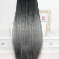 Дълга права сиво-черно омбре перука Нади, снимка 2 - Аксесоари за коса - 30140035