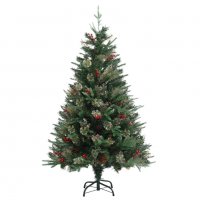 Коледна елха с шишарки, зелена, 120 см, PVC и PE, снимка 2 - Декорация за дома - 38674785