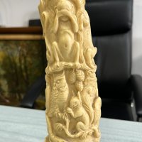 Винтидж резбован бивник от смола - Животинско царство. №4635, снимка 3 - Колекции - 42521702