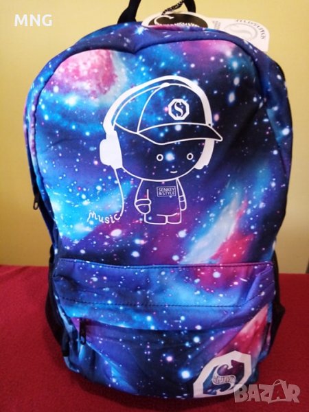 Светеща раница с usb порт и кабел , снимка 1