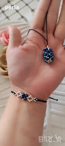 Ръчно изработен сет от гривна и колие , снимка 1