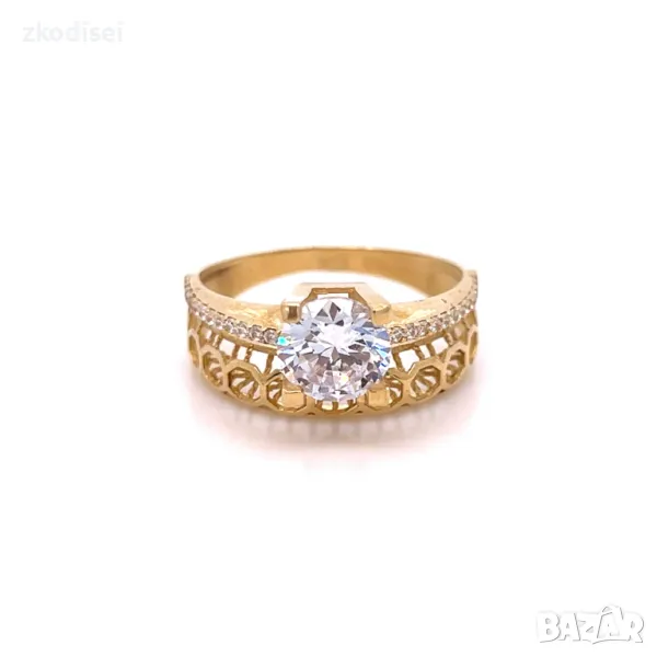 Златен дамски пръстен 3,30гр. размер:57 14кр. проба:585 модел:4028-4, снимка 1