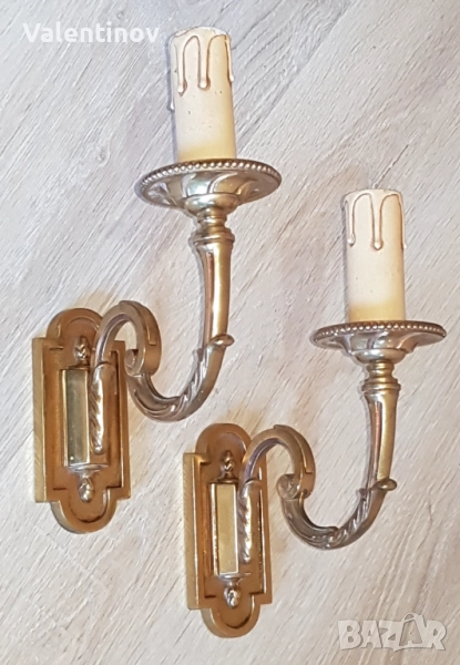 Чифт старинни бронзови аплици в стил Наполеон трети , снимка 1