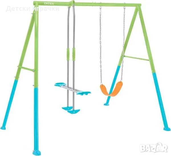Детска люлка Intex 2в1, сглобяема, 251x254x211 см, безопасна, пластизол, многоцветна, снимка 1