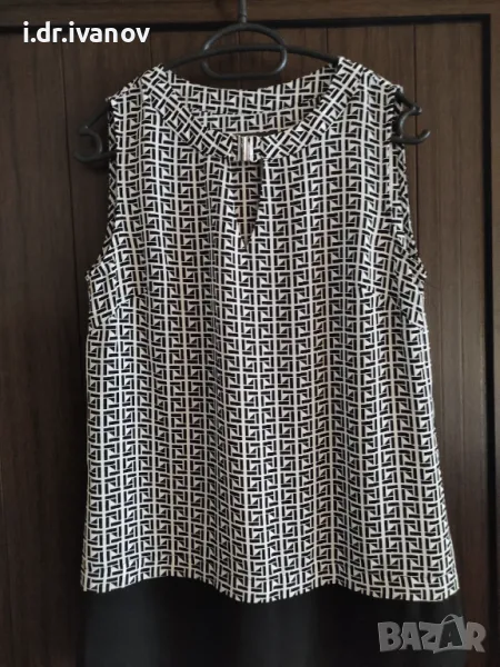 Стилен шифонен топ в черно и бяло, снимка 1