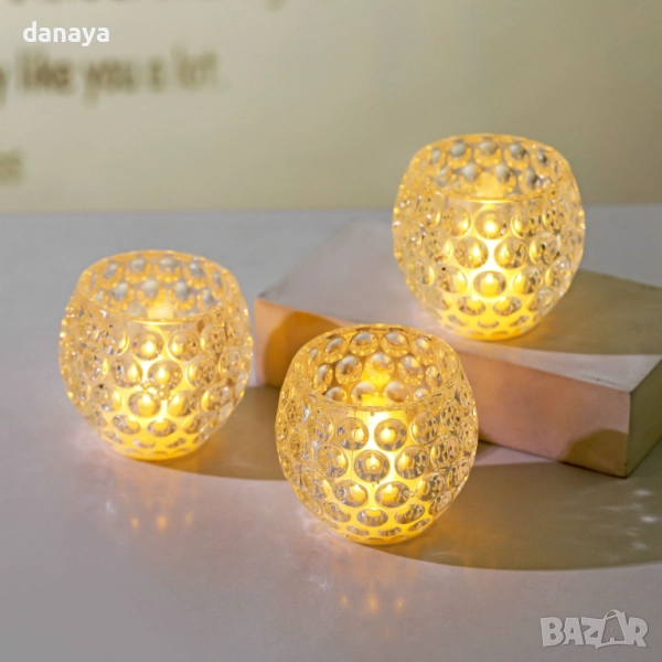 6227 Електронна LED свещ в чаша, декоративна светеща коледна украса и декор, снимка 1