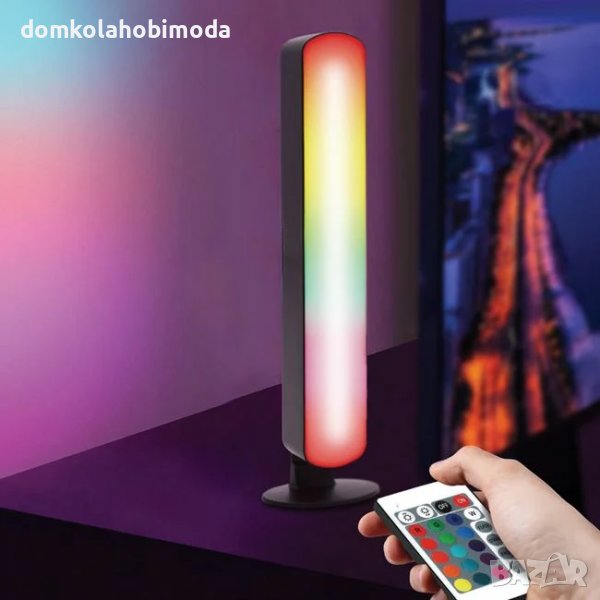 LED RGB лампа с променящи се цветове с дистанционно, 4х3,5х24,5см, Стои вертикално и хоризонтално, снимка 1