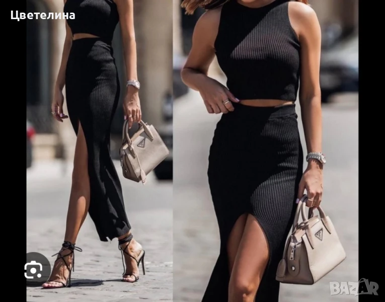 Черен сет пола и топ , снимка 1