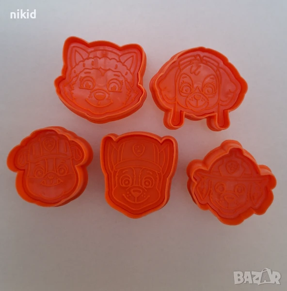 5 бр Пес патрул Paw patrol глава кучета пластмасови разглобяеми резци форми фондан резец форма, снимка 1