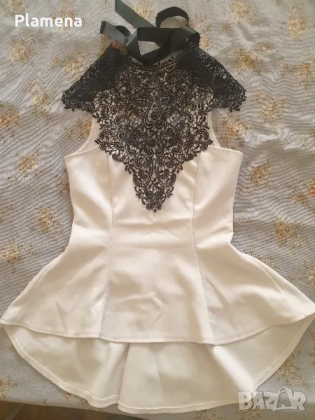 Бял потник с дантела, снимка 1