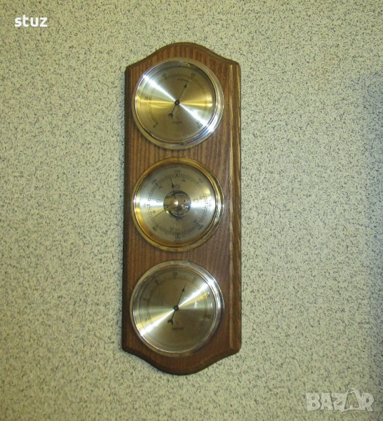 Tроен уред за стена, барометър, влагомер и термометър, снимка 1