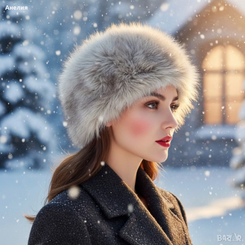 Дамска шапка с дълъг пухкав косъм, снимка 1