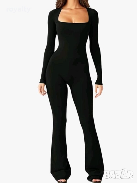 Дамски черен секси гащеризон чарлстон, снимка 1