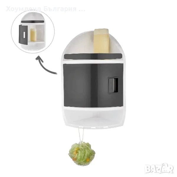 Ъглова етажерка за баня с вратичка, закачалки и три нива, снимка 1