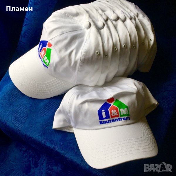 Разпродажба!5 лв за 10 броя!Нови бели памучни шапки с надпис!, снимка 1