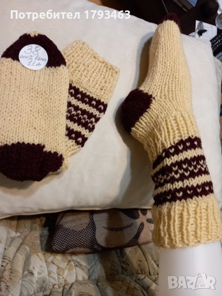 Ръчно плетени дамски чорапи от вълна размер 38, снимка 1