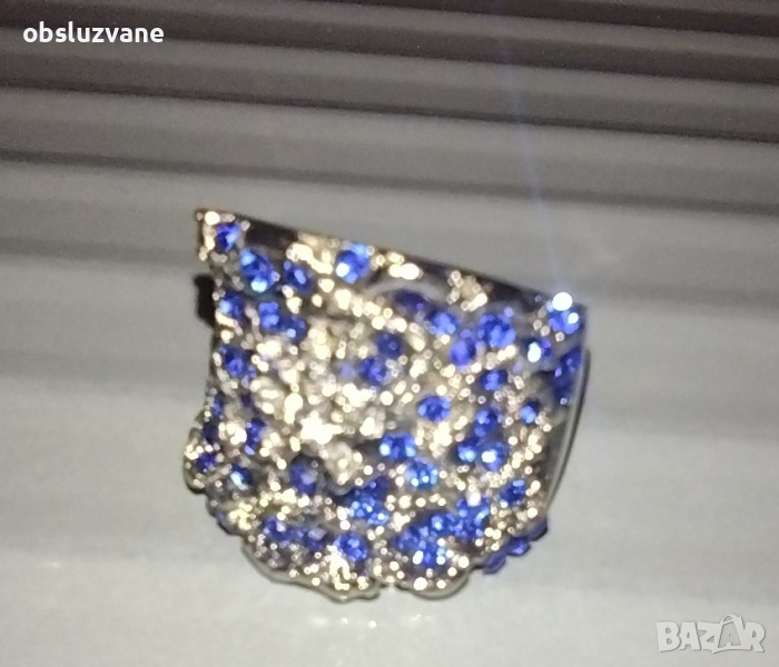 Дъгообразна халка Сапфирена Маргаритка, снимка 1