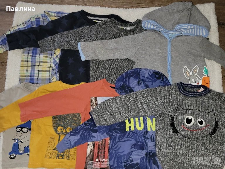 Лот от 9 Бебешки Блузки с Дълъг Ръкав - 12-18м, снимка 1