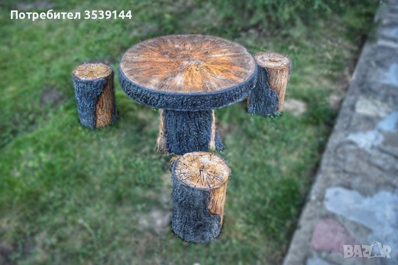 Градински маси от щампован бетон имитиращи дърво, снимка 1