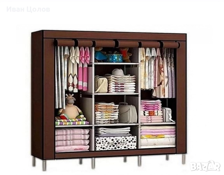 Спален гардероб с цип и 3 разделения; Цвят: Кафяв; Размери: Ширина : 45 см, Дължина: 130 см, Височин, снимка 1