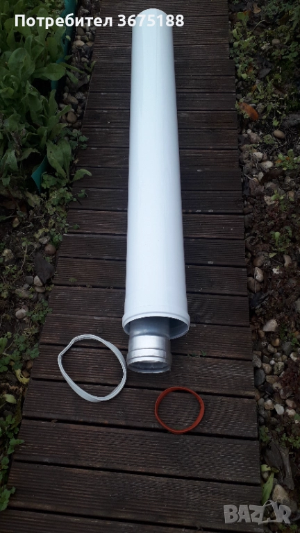 Комин за газов котел ф125/ф80 - метално удължение, L 1м, снимка 1