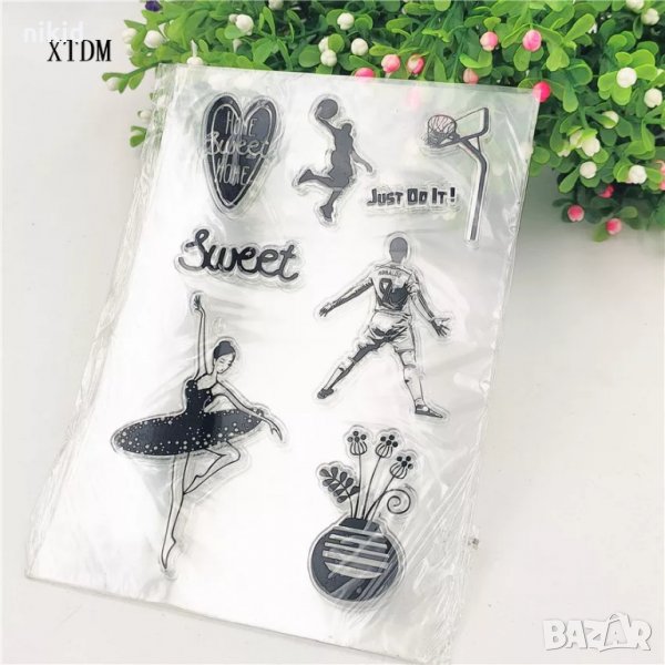 Балерина Баскетболист Футболист силиконов гумен печат декор бисквитки фондан Scrapbooking, снимка 1