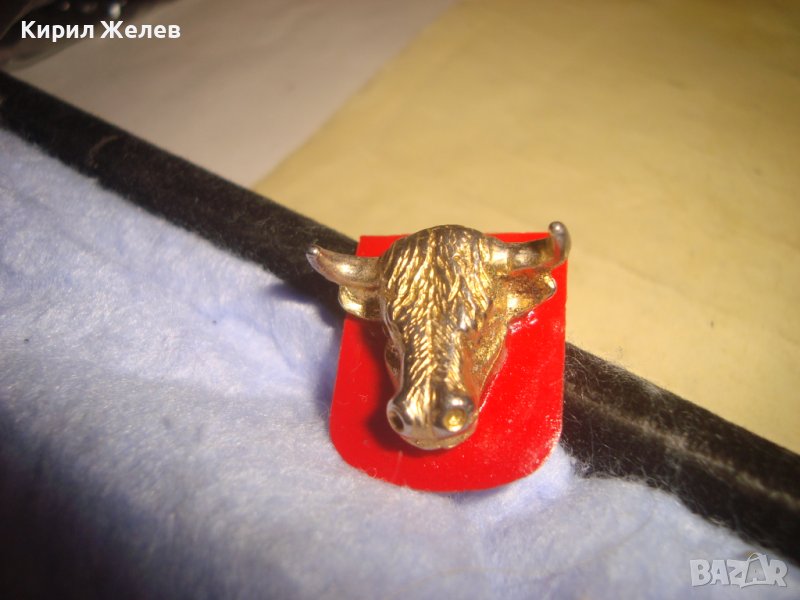 СТАРА ПОЗЛАТЕНА ГЛАВА на БИК ФИГУРАЛНА АРТ АПЛИКАЦИЯ Тип ЗНАЧКА РЯДКА за КОЛЕКЦИЯ 27931, снимка 1