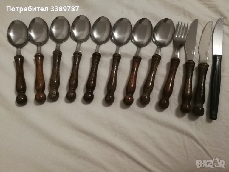 Прибори Rostfrei с дървени дръжки , снимка 1