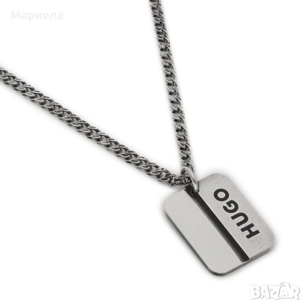 Hugo Колие E-Logotag-Necklac 50476887 Сребрист, снимка 1