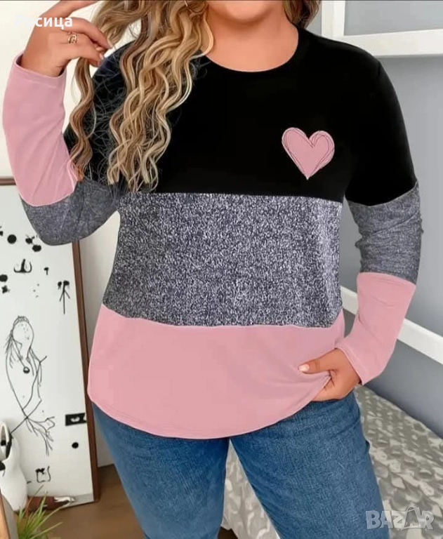 Дамска блуза с дълъг ръкав размер 1ХЛ има разтегливост нова., снимка 1