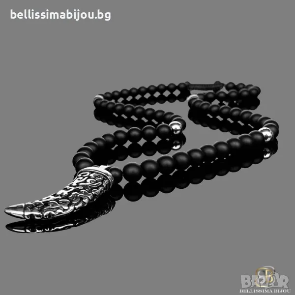 Мъжки Гердан от Оникс и Масивна Стоманена Висулка!, снимка 1
