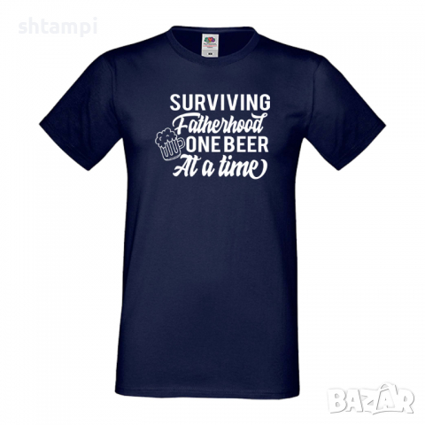 Мъжка тениска Surviving Fatherhood One Beer At A Time Дядо,Празник,Татко,Изненада,Повод,Рожден ден, , снимка 2 - Тениски - 36504832