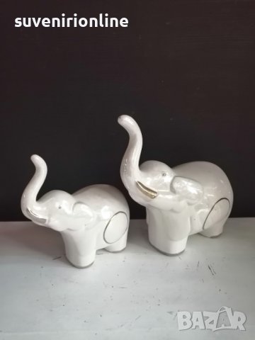 двойка порцеланови слончета, снимка 2 - Статуетки - 40520311