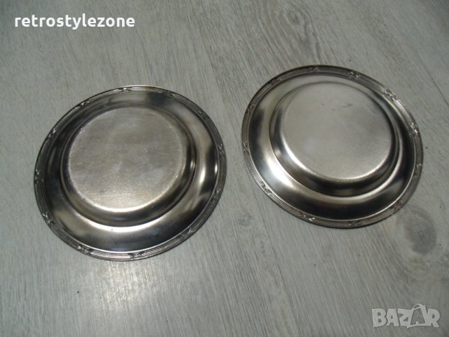 № 5009 две стари малки метални чинийки - prima NS  - печат / маркировка  - NS никелово сребро   - ди, снимка 3 - Други ценни предмети - 31567154