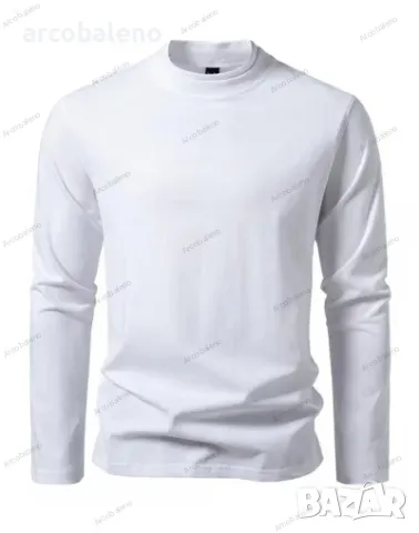 Мъжка модна ежедневна двуслойна тениска с дизайн на половин яка и дълги ръкави, 3цвята , снимка 6 - Тениски - 47998747
