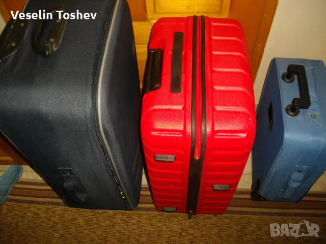 Голям,малък и среден куфар с колелца,пластмаса и текстил, снимка 1