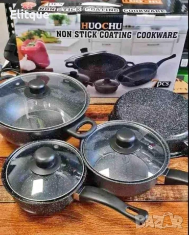 Комплект качествени тенджери от 7 части с незалепващо мраморно покритие.  ? Обновете своята кухня с , снимка 14 - Съдове за готвене - 52778808
