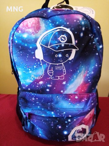 Светеща раница с usb порт и кабел , снимка 1