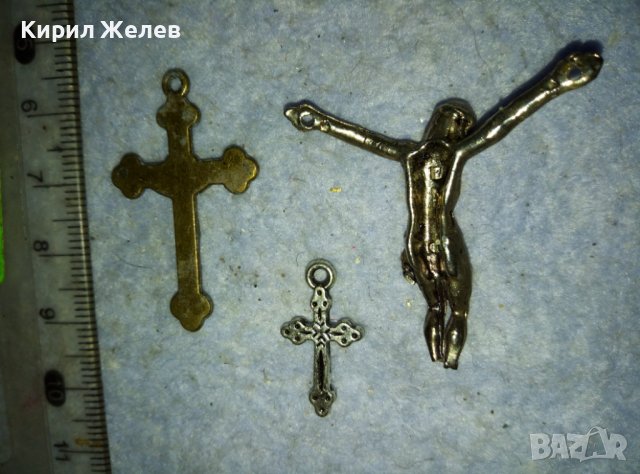 ЛОТ ТРИ СТАРИ МЕТАЛНИ КРЪСТЧЕТА РАЗПЯТИЕ 39223, снимка 12 - Колиета, медальони, синджири - 42091078