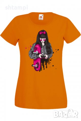 Дамска Тениска Scate woman purple,Изненада,Повод,Подарък,Празник, снимка 4 - Тениски - 37639528