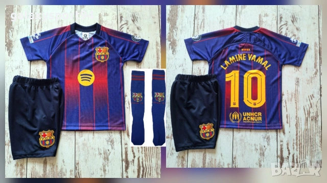 Шампионска лига Бадж Ламин Ямал Барселона с чорапи Комлект 2026 Ново ДЕтско