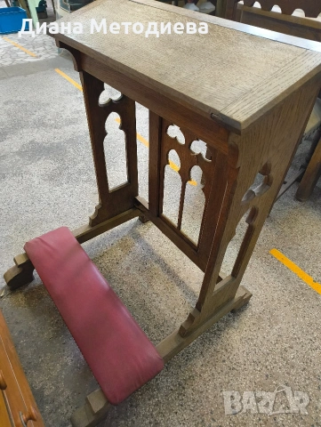 Старинно дървено молитвено бюро от Белгия (prie-dieu), снимка 2 - Бюра - 54287518