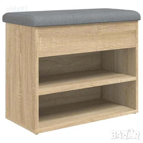vidaXL Пейка за обувки, сонома дъб, 62x32x50 см, инженерно дърво