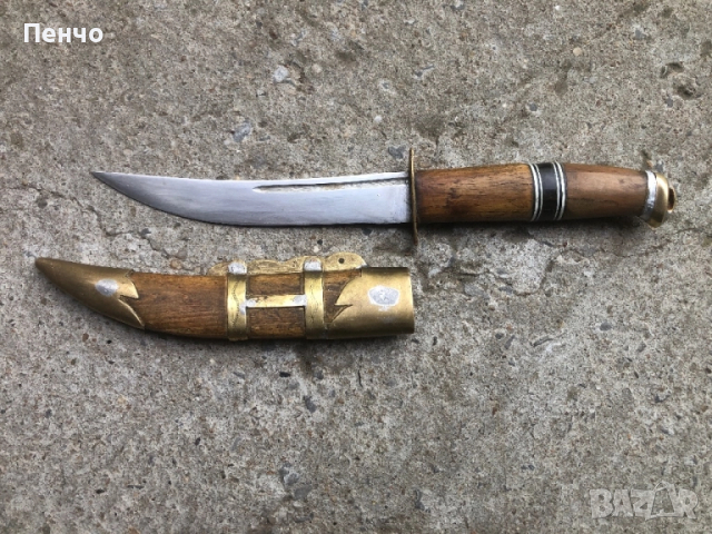 стар български нож "Вълчи зъб" с кания, снимка 2 - Ножове - 50138292