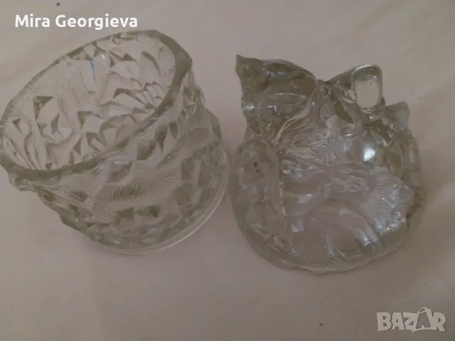 Стара стъклена захарница-бонбониера българска, снимка 7 - Други ценни предмети - 49922394